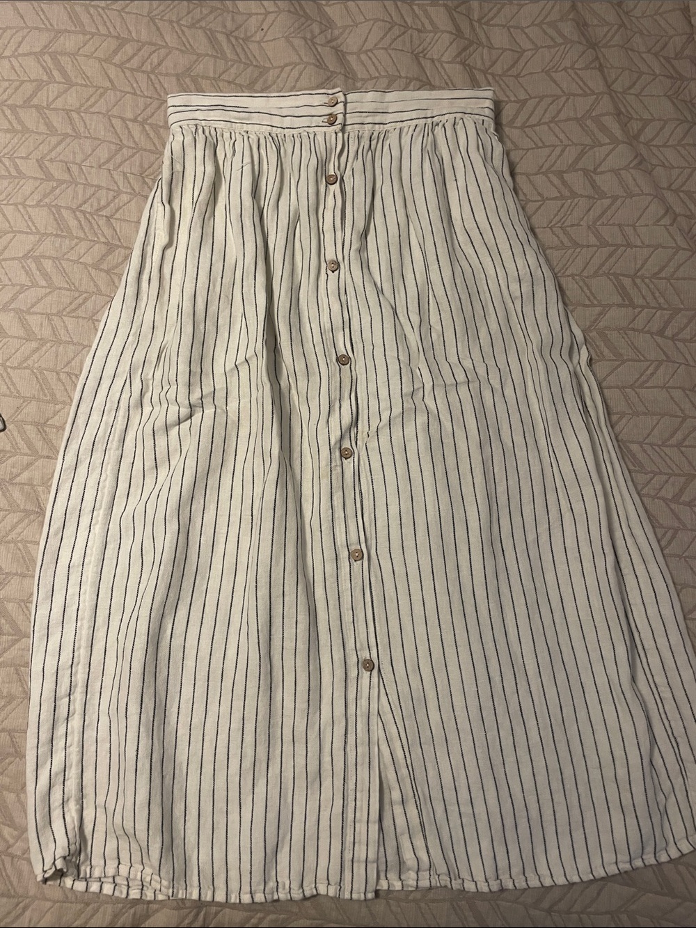 Rachel Zoe Striped Button-Front Cream Maxi Skirt